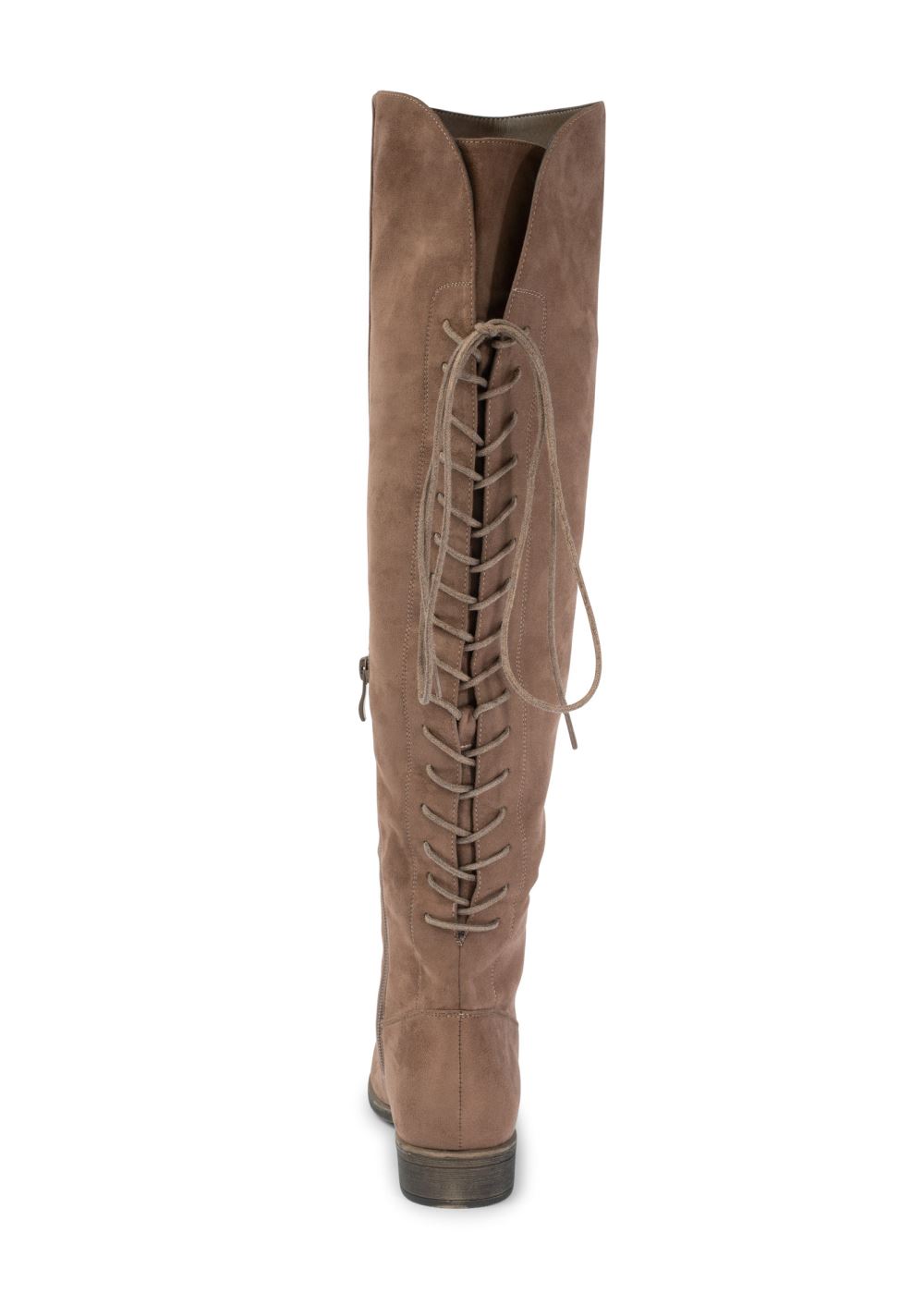 Venus Back Lace-Up Flat Boots in Taupe