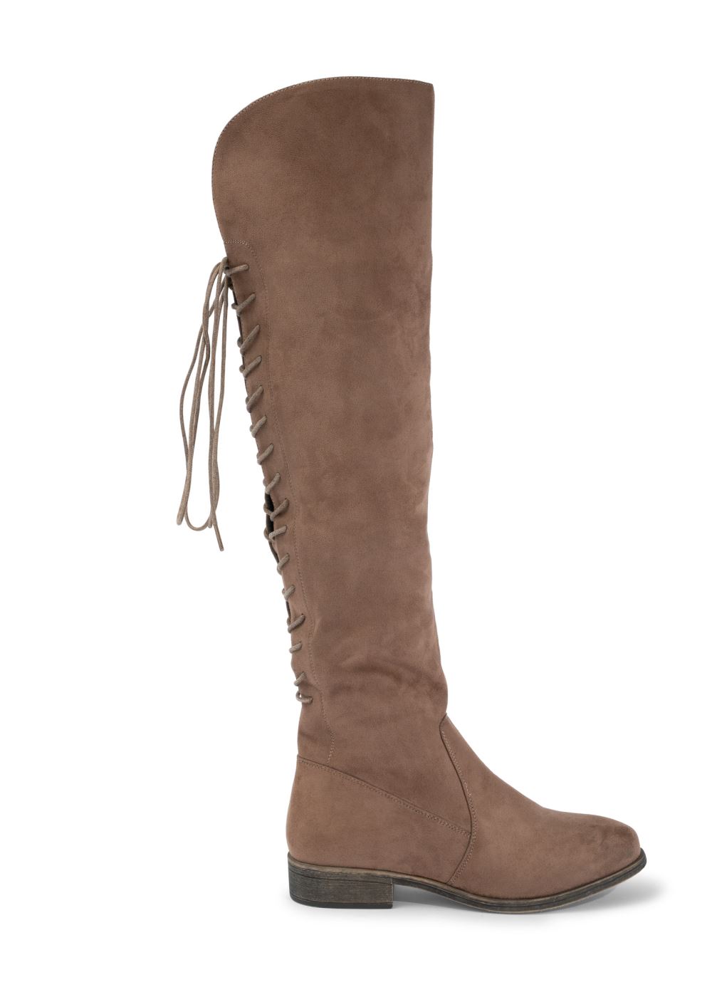 Venus Back Lace-Up Flat Boots in Taupe