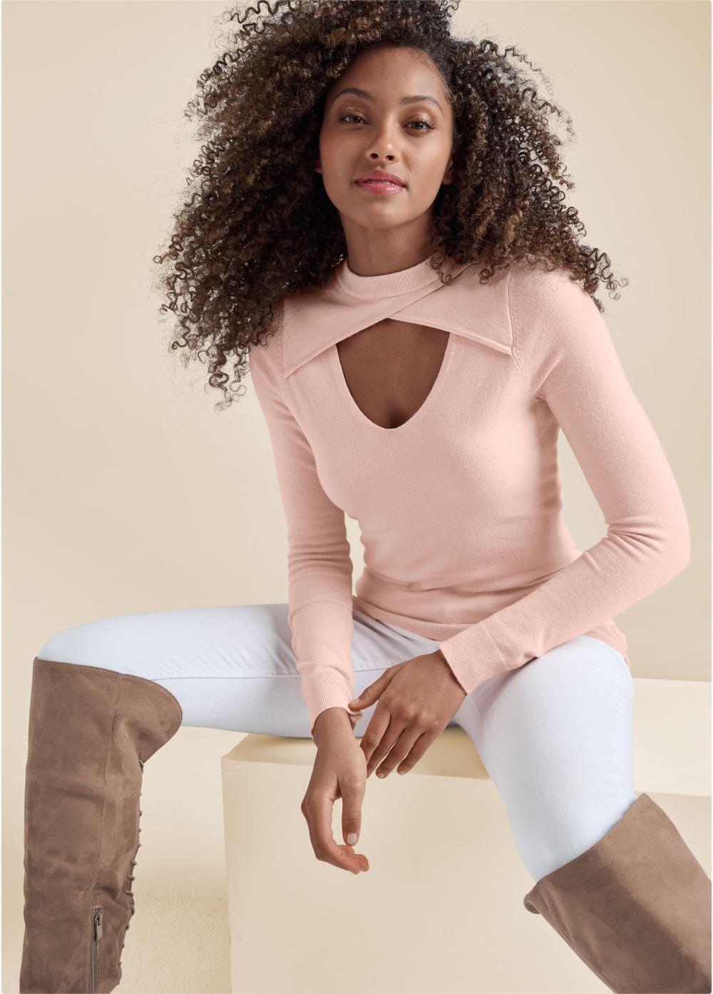 Venus Back Lace-Up Flat Boots in Taupe
