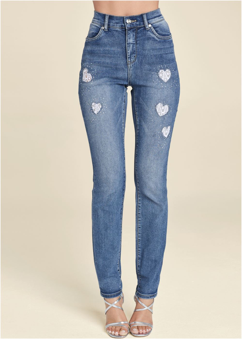 Venus Medium Wash HEART PATCH JEANS