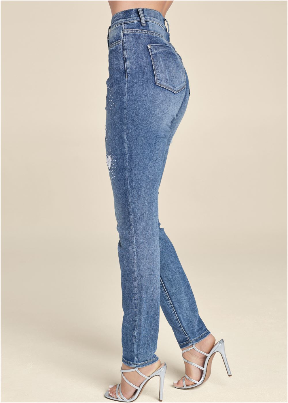 Venus Medium Wash HEART PATCH JEANS