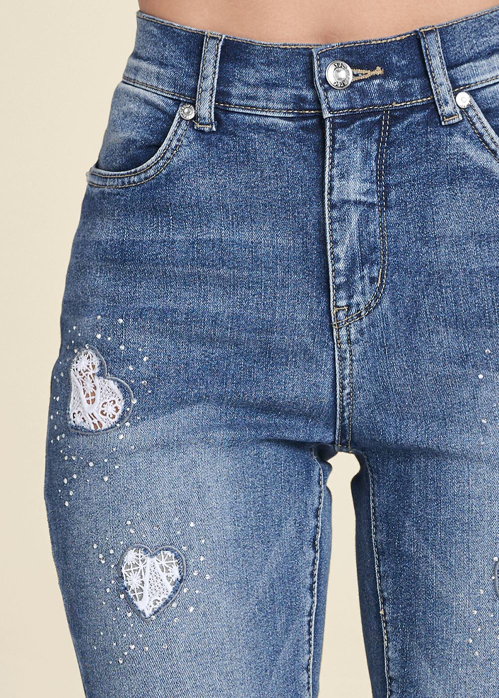 Venus Medium Wash HEART PATCH JEANS