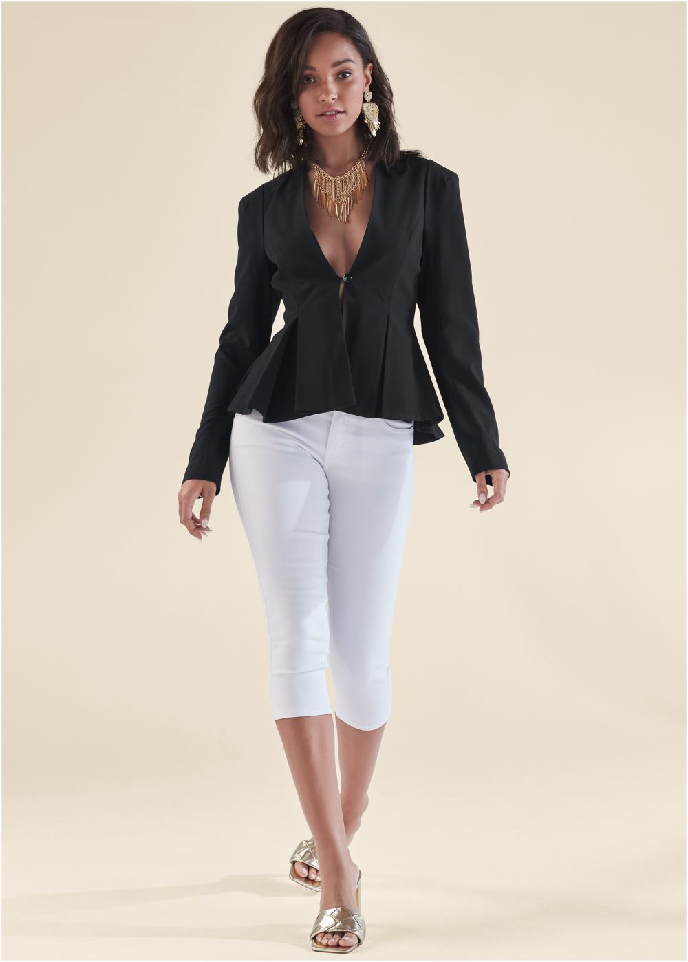 Venus Soutache Trim Blazer in Black