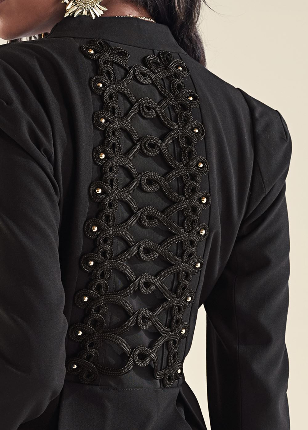 Venus Soutache Trim Blazer in Black