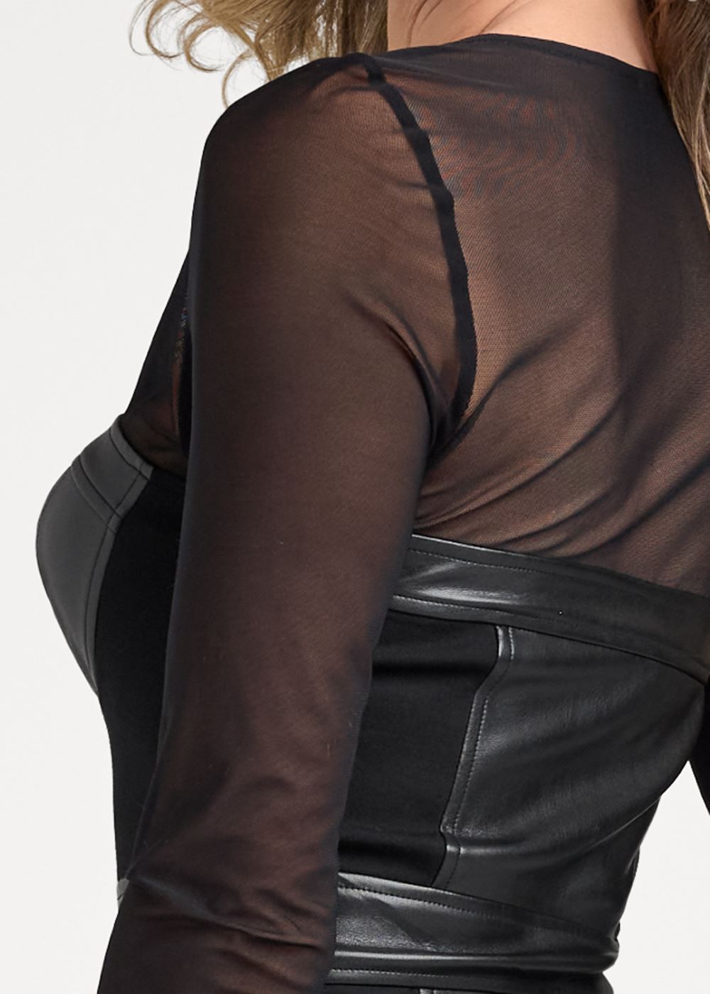 Venus Faux-Leather Bustier Top in Black