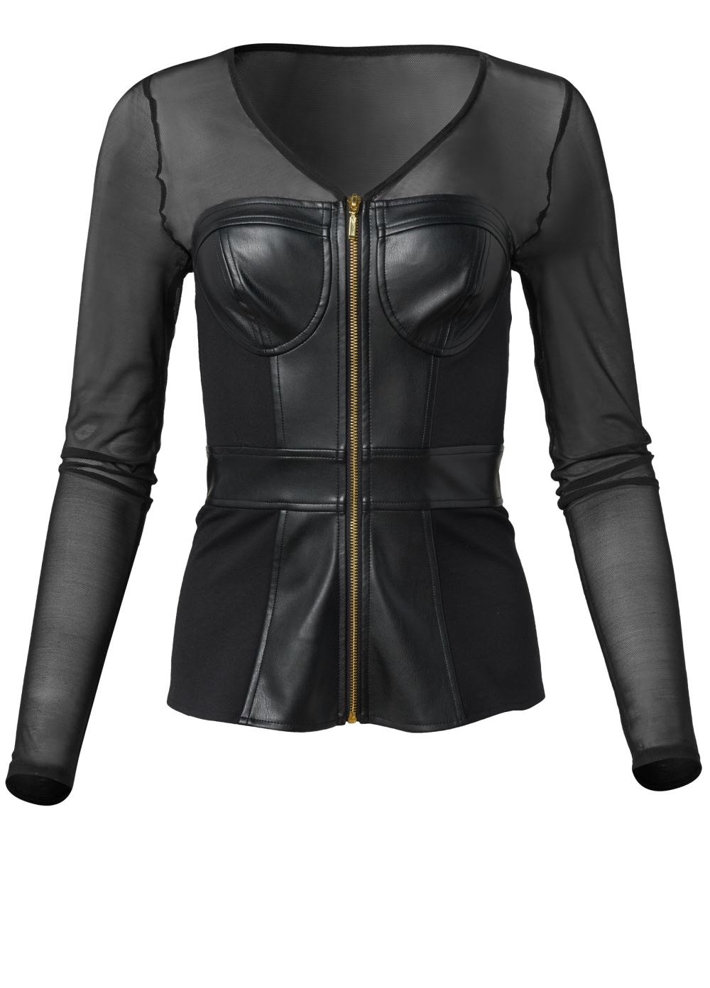 Venus Faux-Leather Bustier Top in Black