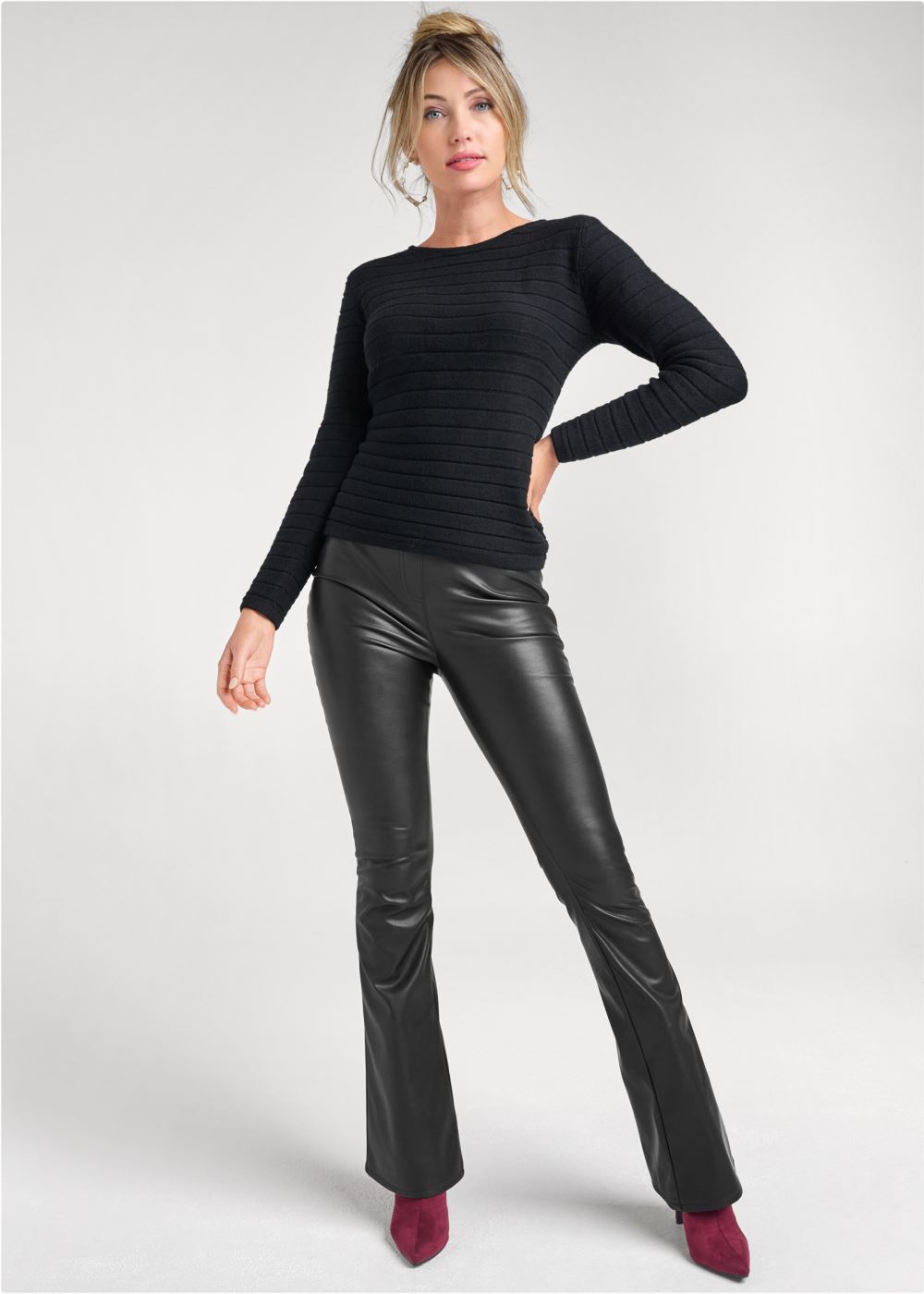 Venus VENUS | Twisted Braid Back Sweater in Black