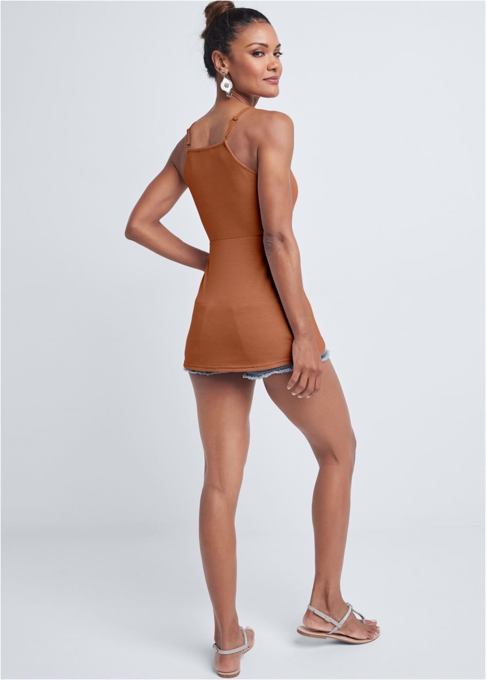 Venus Strappy Sleeveless Top in Brown