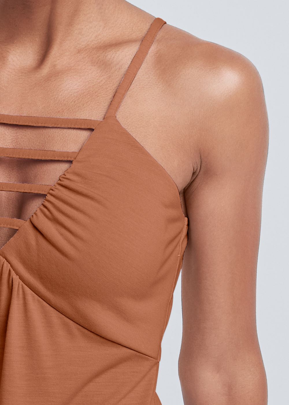 Venus Strappy Sleeveless Top in Brown