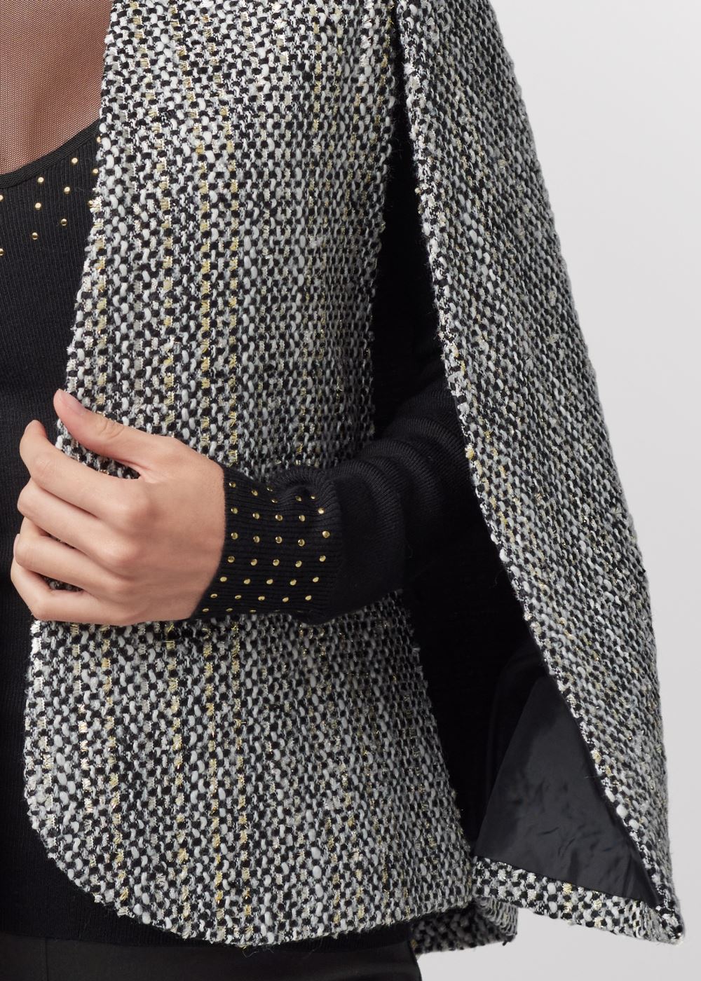 Venus Tweed Cape With Lurex in Black Multi