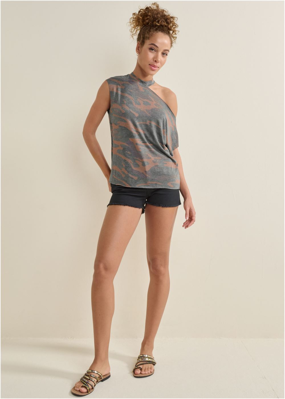 Venus Camo Lounge Top in Green Multi