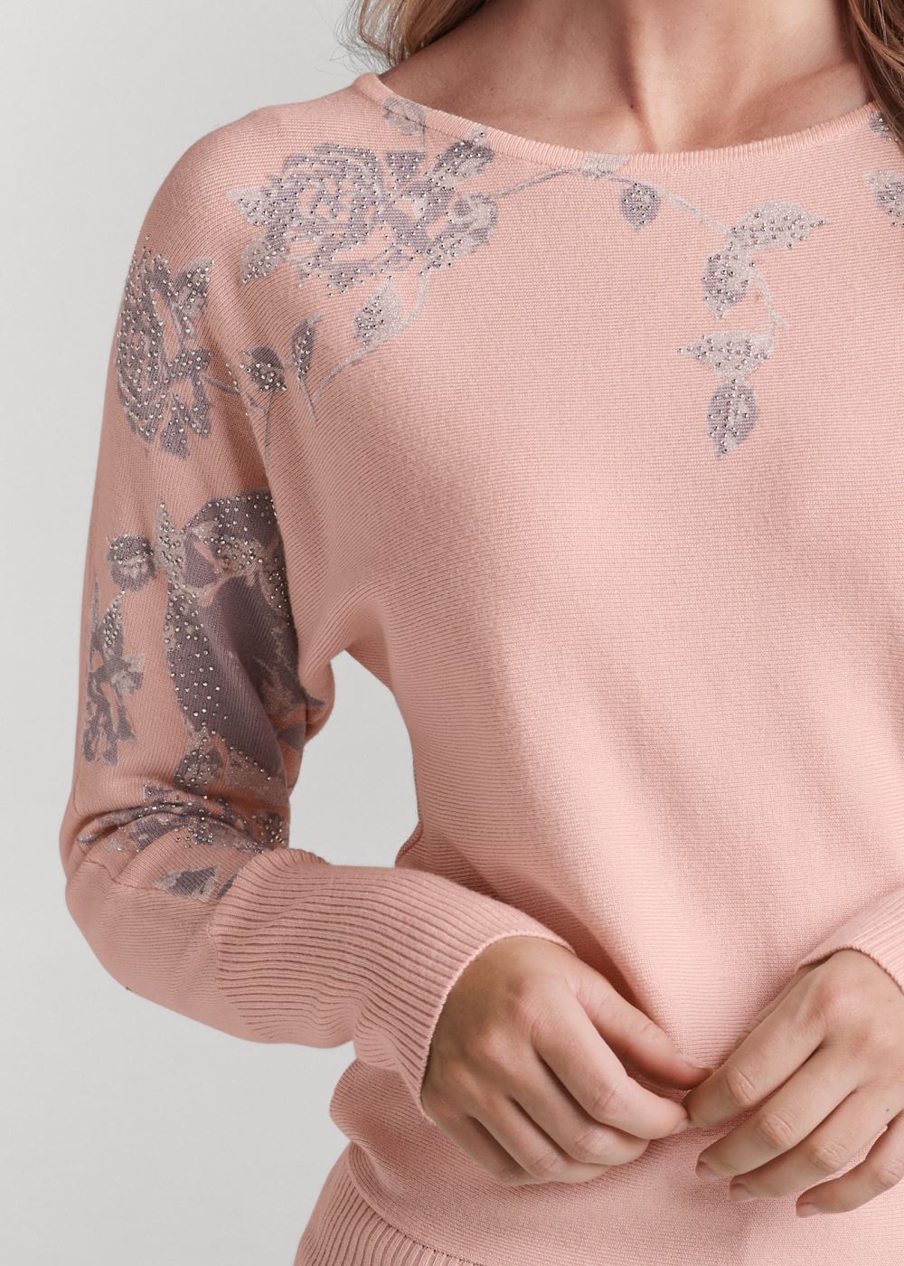 Venus VENUS | Floral Detail Sweater in Pink