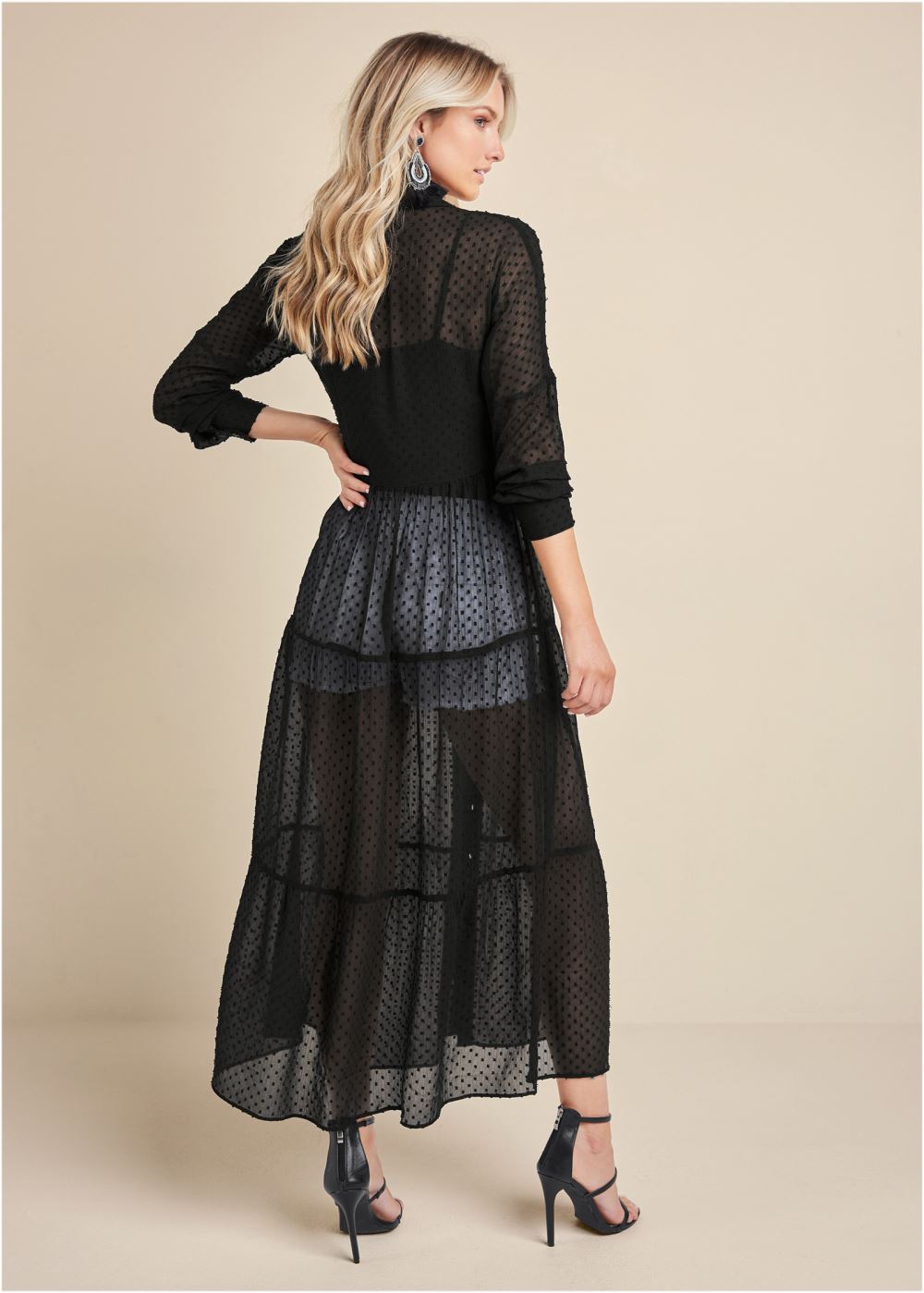 Venus Swiss Dot Maxi Top in Black