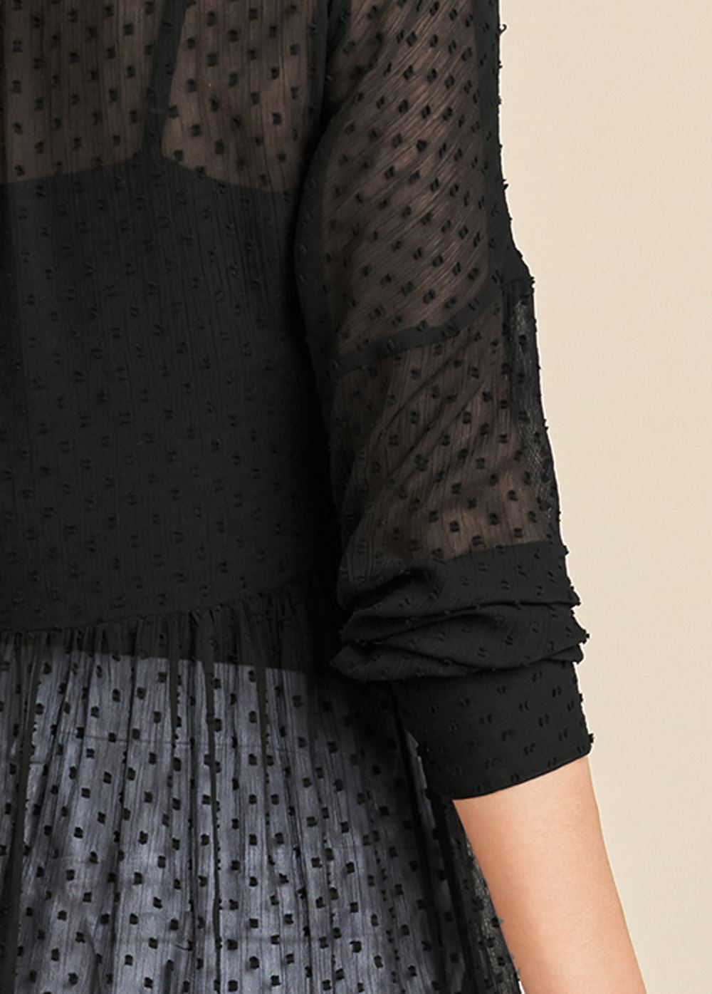 Venus Swiss Dot Maxi Top in Black