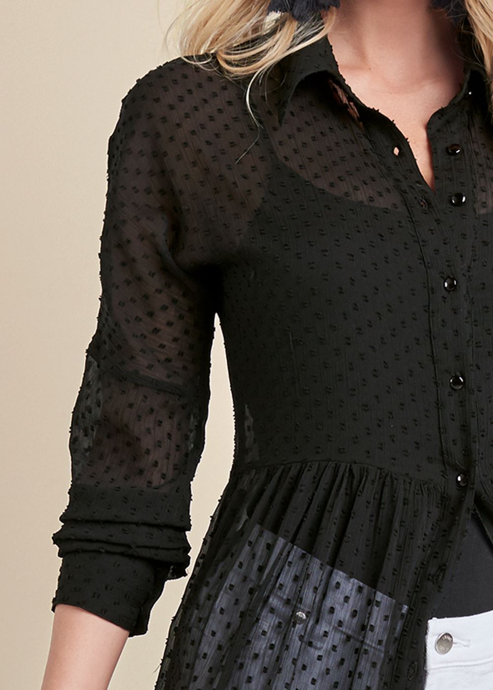 Venus Swiss Dot Maxi Top in Black