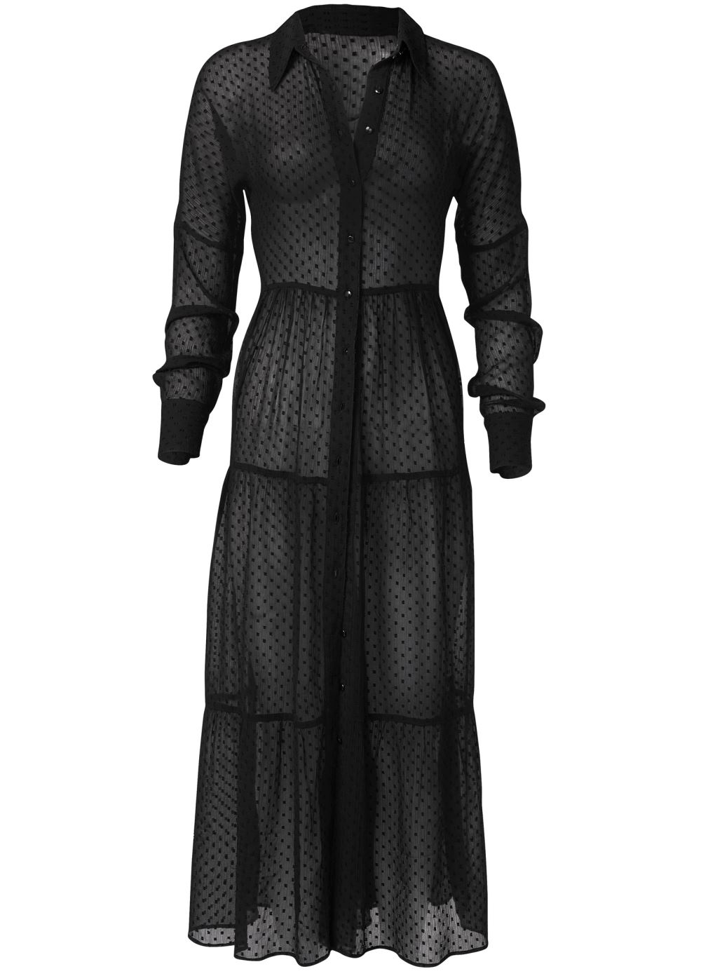 Venus Swiss Dot Maxi Top in Black