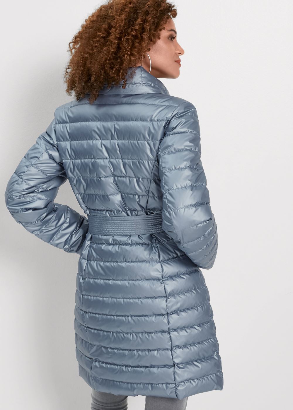 Venus Metallic Puffer Coat in Blue
