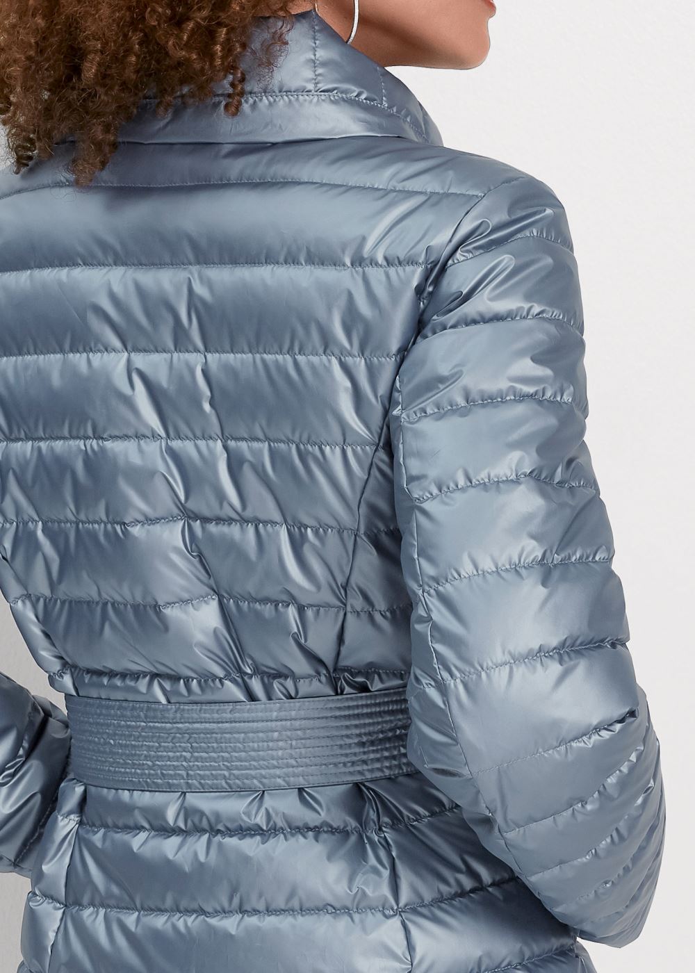 Venus Metallic Puffer Coat in Blue