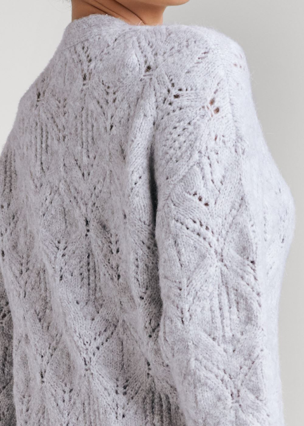 Venus VENUS | Cozy Open Knit Duster in Heather Grey
