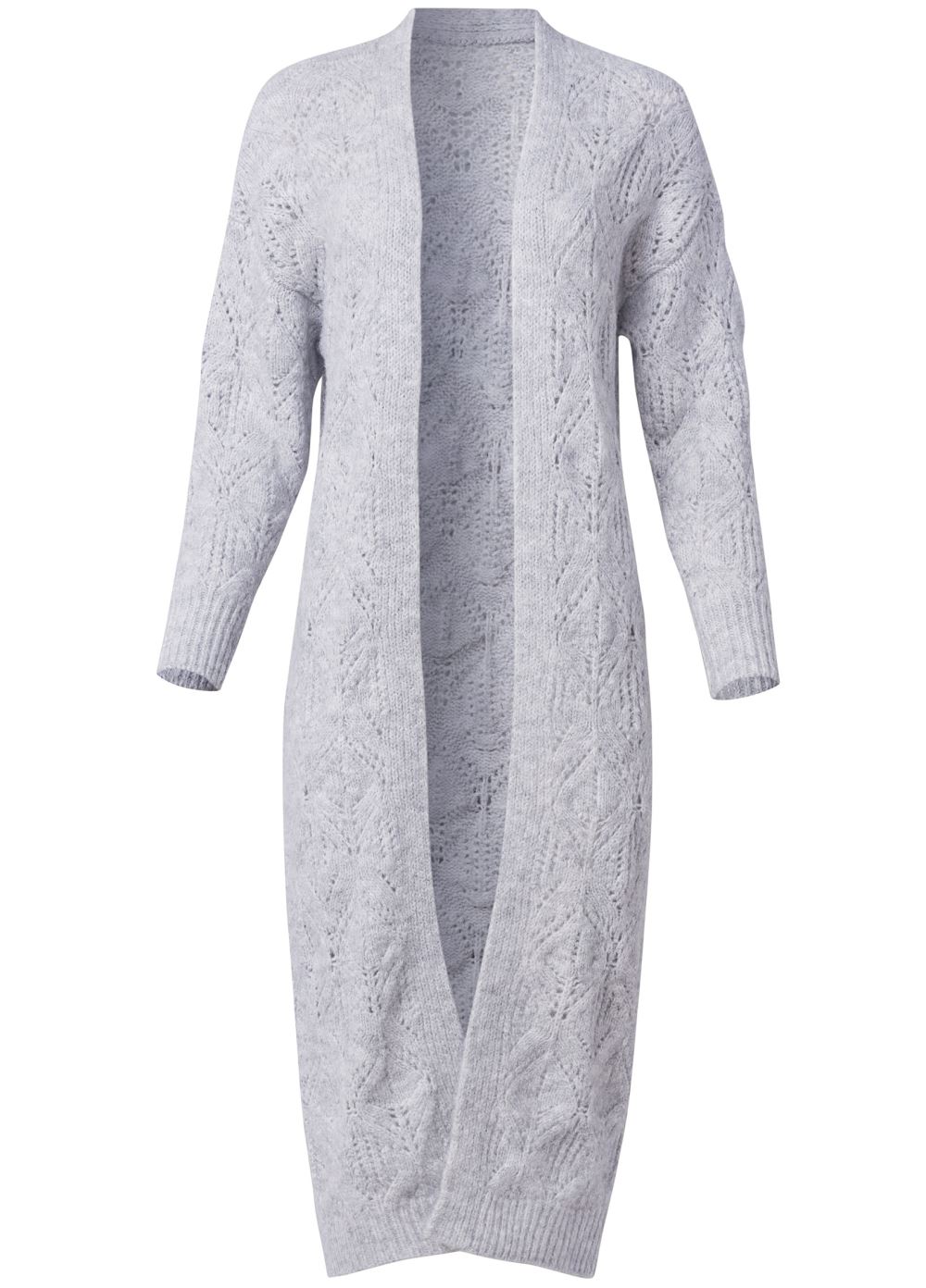 Venus VENUS | Cozy Open Knit Duster in Heather Grey