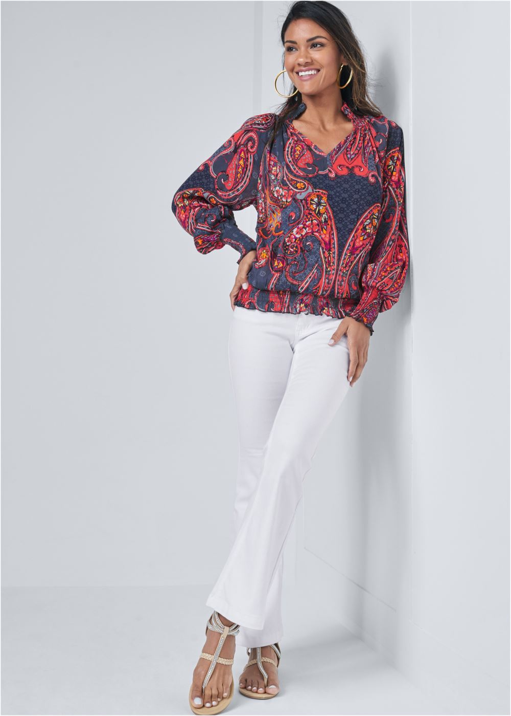 Venus Paisley Top in Navy Multi