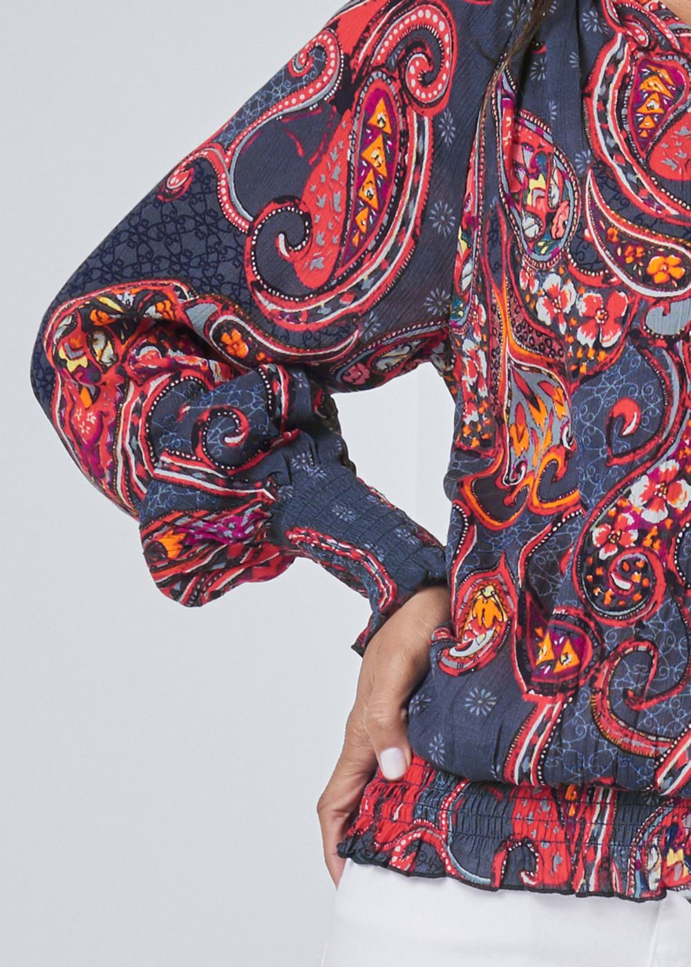 Venus Paisley Top in Navy Multi