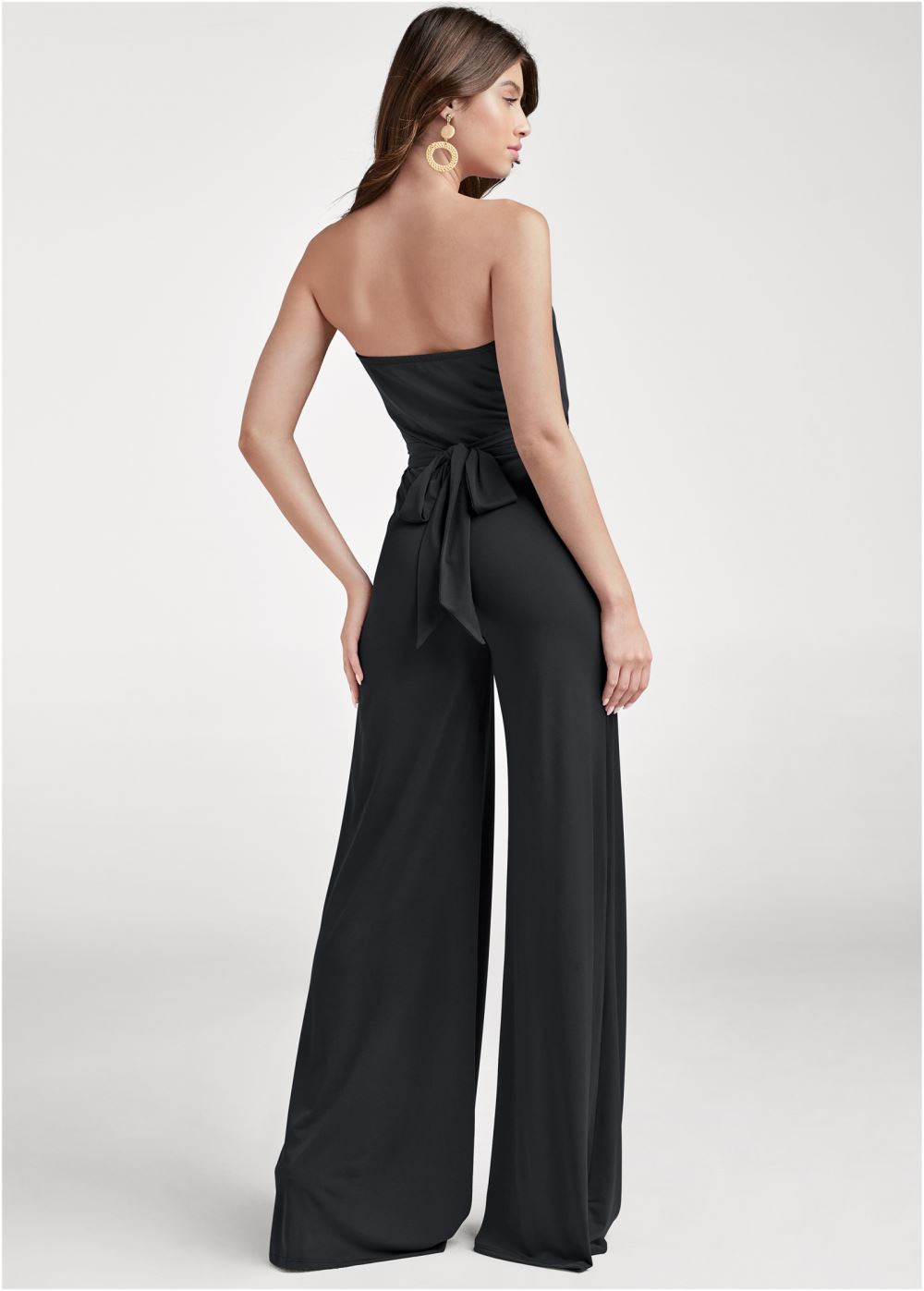 Venus Strapless Belted Jumpsuit in Black