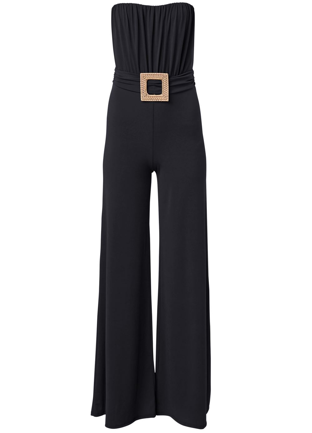 Venus Strapless Belted Jumpsuit in Black