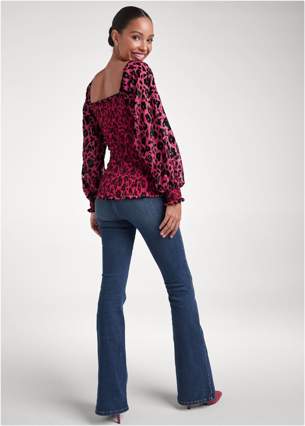 Venus Leopard Burnout Top in Hot Pink