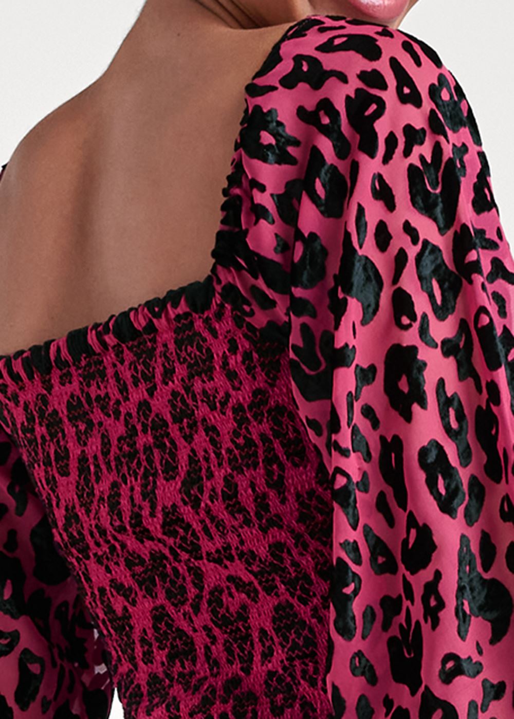 Venus Leopard Burnout Top in Hot Pink