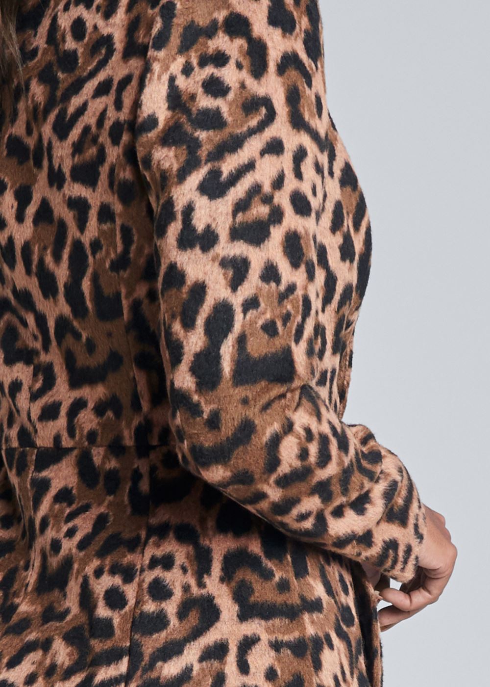 Venus Long Leopard Print Coat in Brown Multi