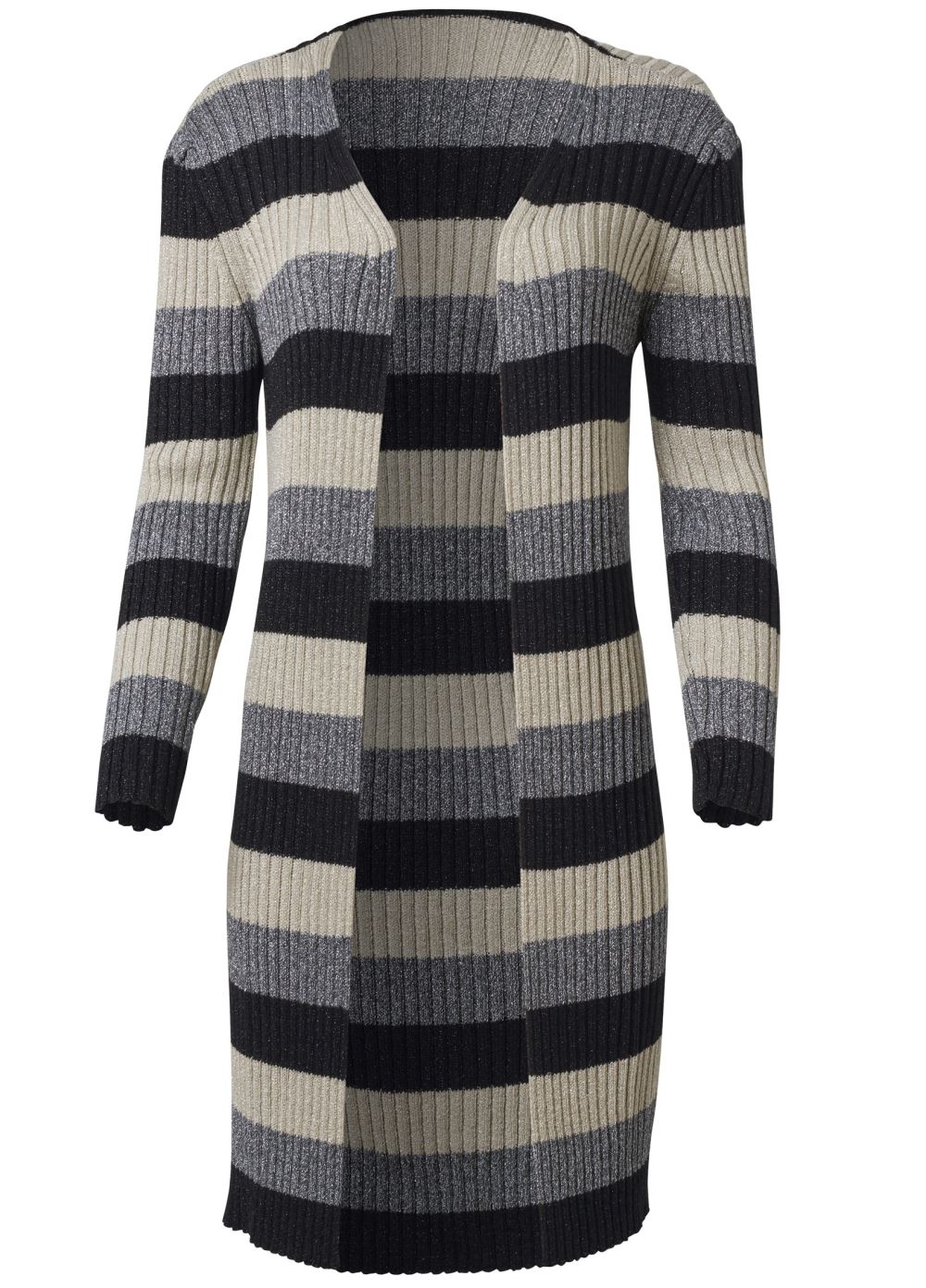 Venus VENUS | Striped Ribbed Cardigan in Black Multi