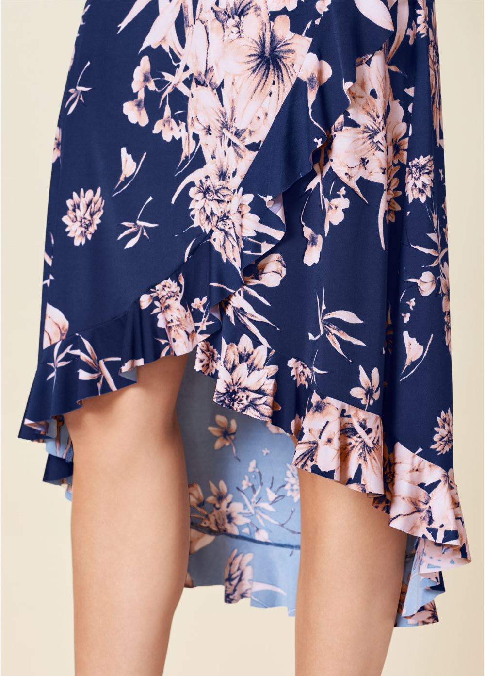 Venus Floral Print Wrap Dress - Navy Multi