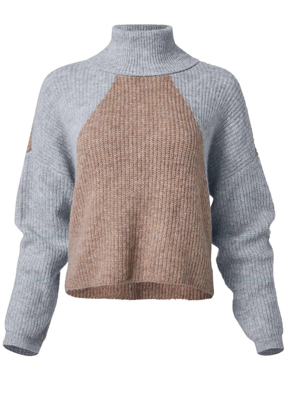 Venus VENUS | Colorblock Turtleneck Sweater in Grey Multi