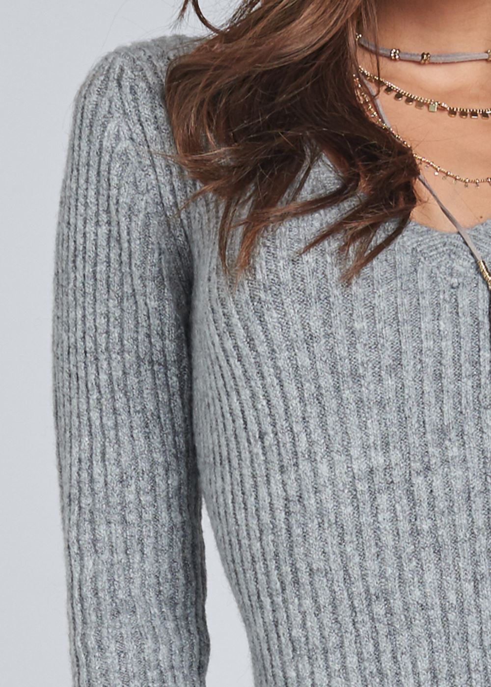 Venus VENUS | Asymmetrical Maxi Sweater in Heather Grey