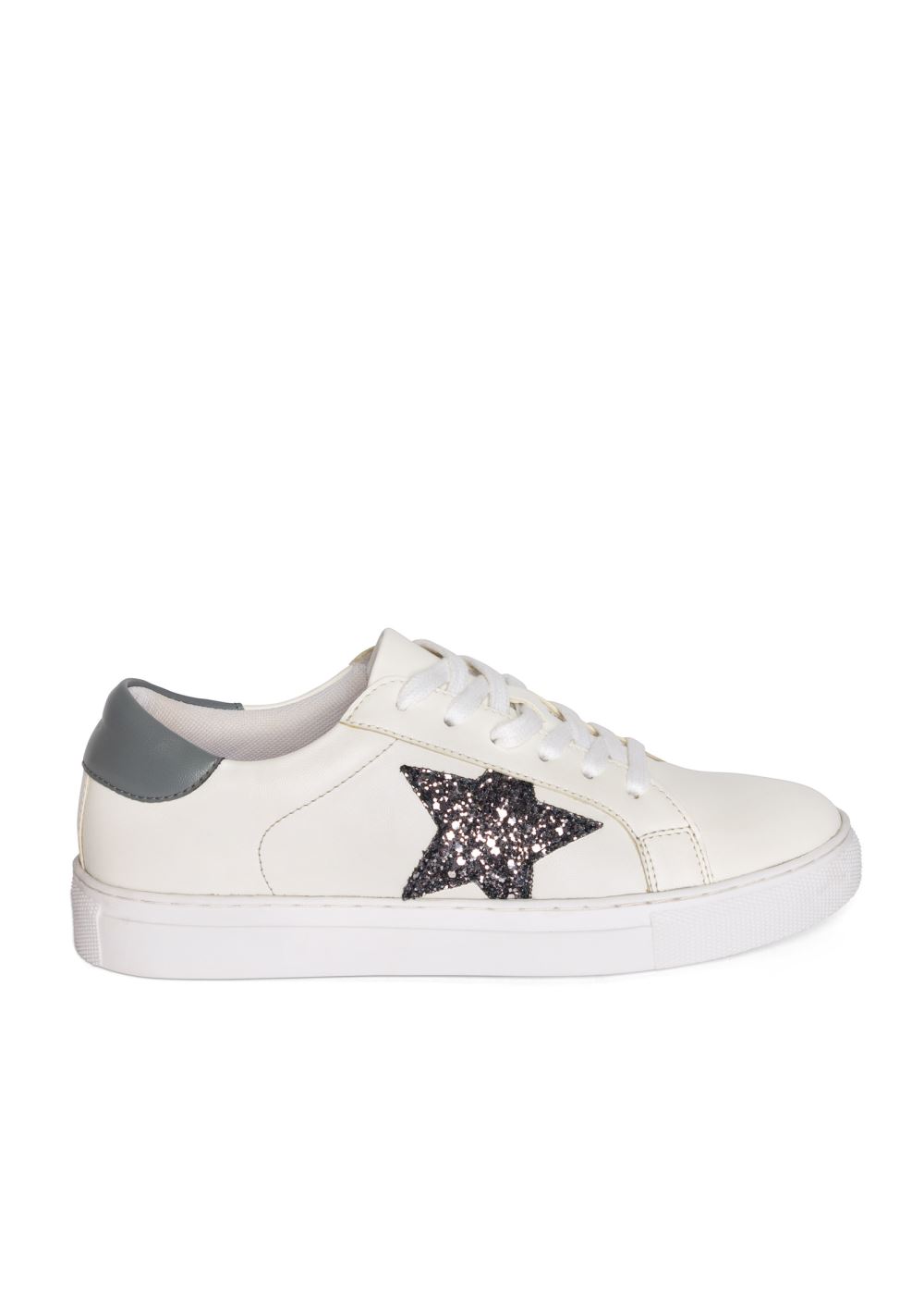 Venus Lace-Up Star Sneakers in Grey & White