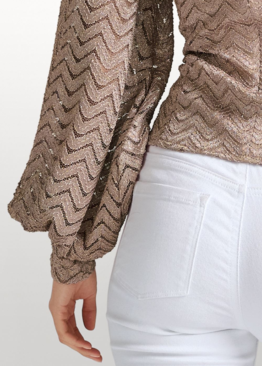 Venus Lace Balloon Sleeve Top in Mocha