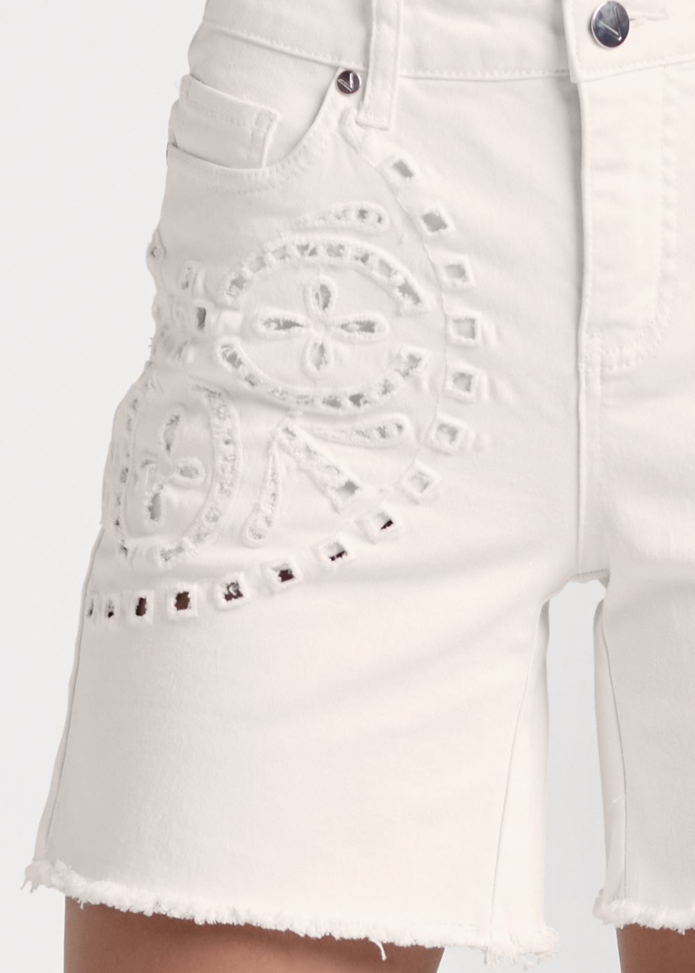 Venus Laser Cut Jean Shorts - White Denim