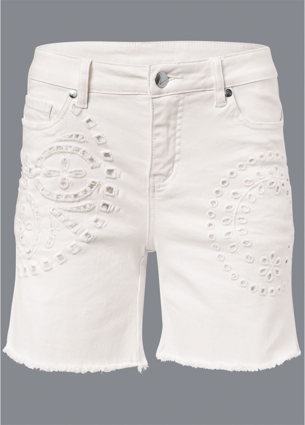 Venus Laser Cut Jean Shorts - White Denim