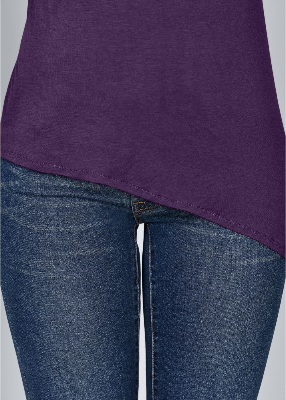 Venus V-Neck Cold-Shoulder Top in Dark Purple