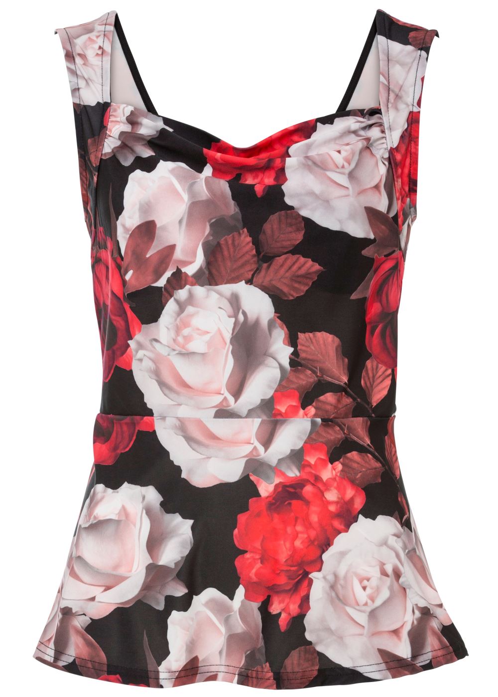 Venus Floral Fitted Top in Black Multi