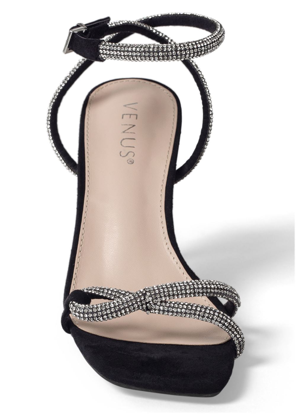 Venus Embellished Twist Heels in Black