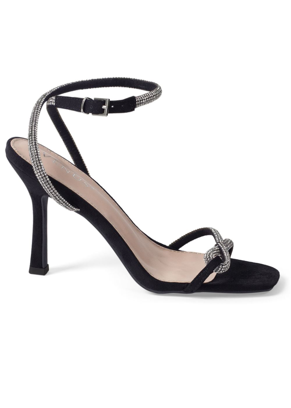 Venus Embellished Twist Heels in Black