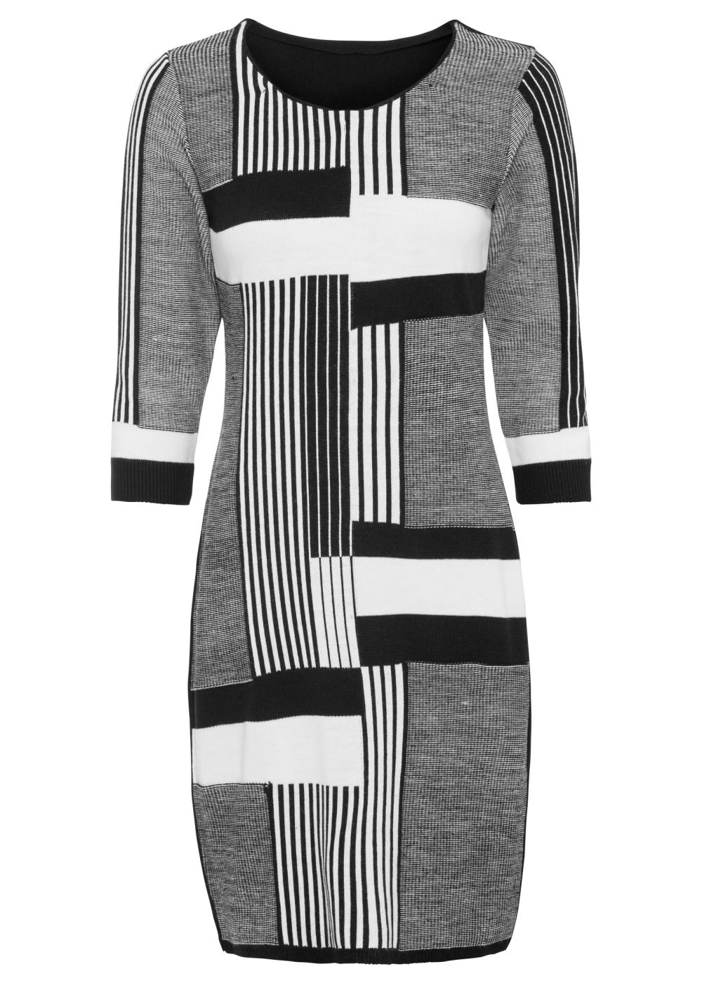 Venus Color Block Sweater Dress - Black & White
