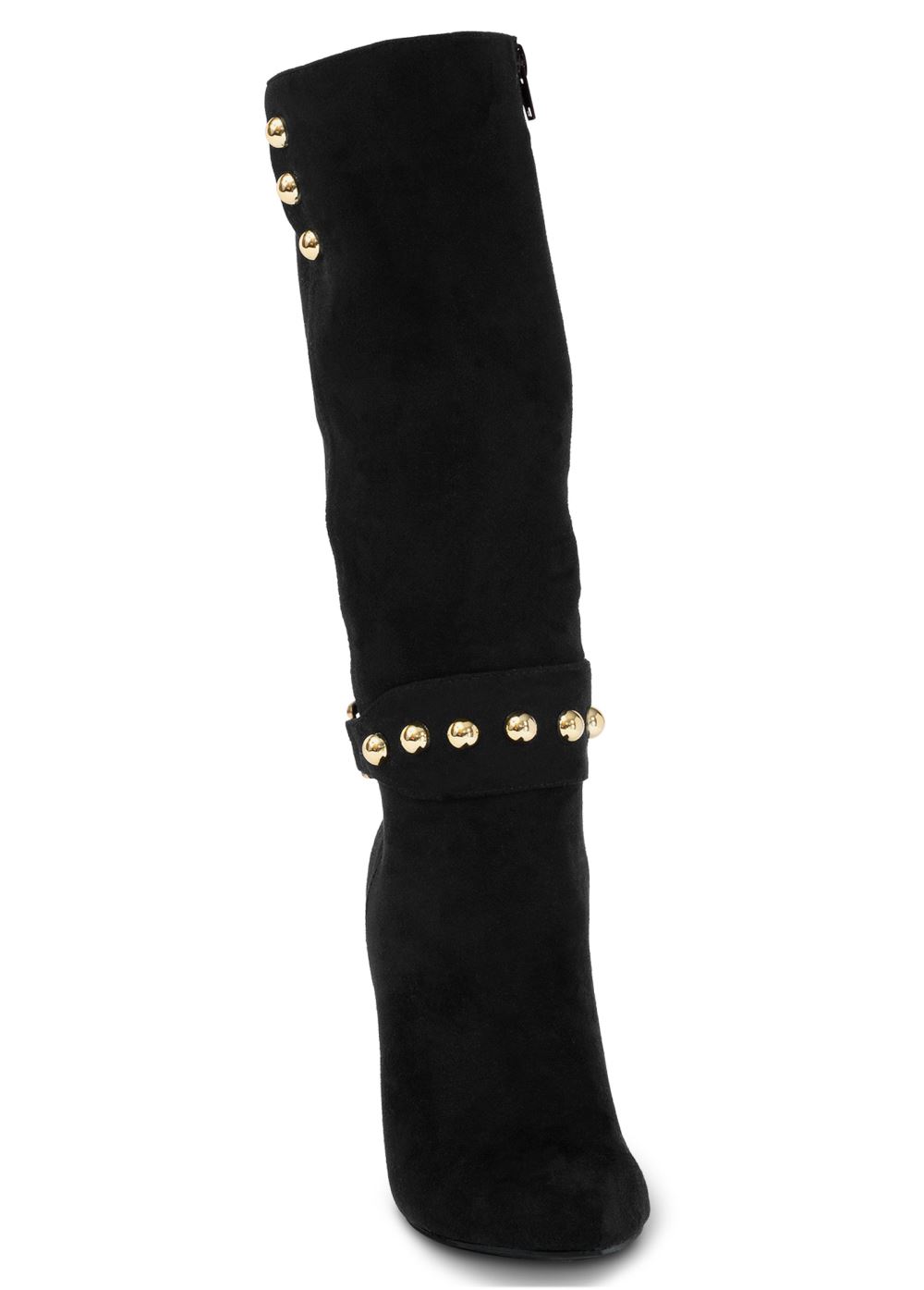 Venus Gold Statement Heel Boots in Black