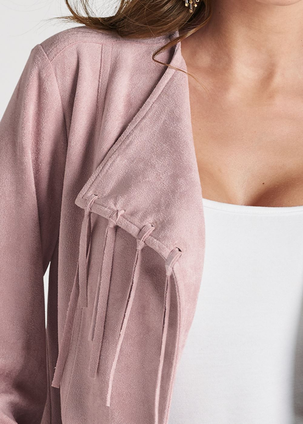 Venus Faux-Suede Waterfall Jacket in Pink