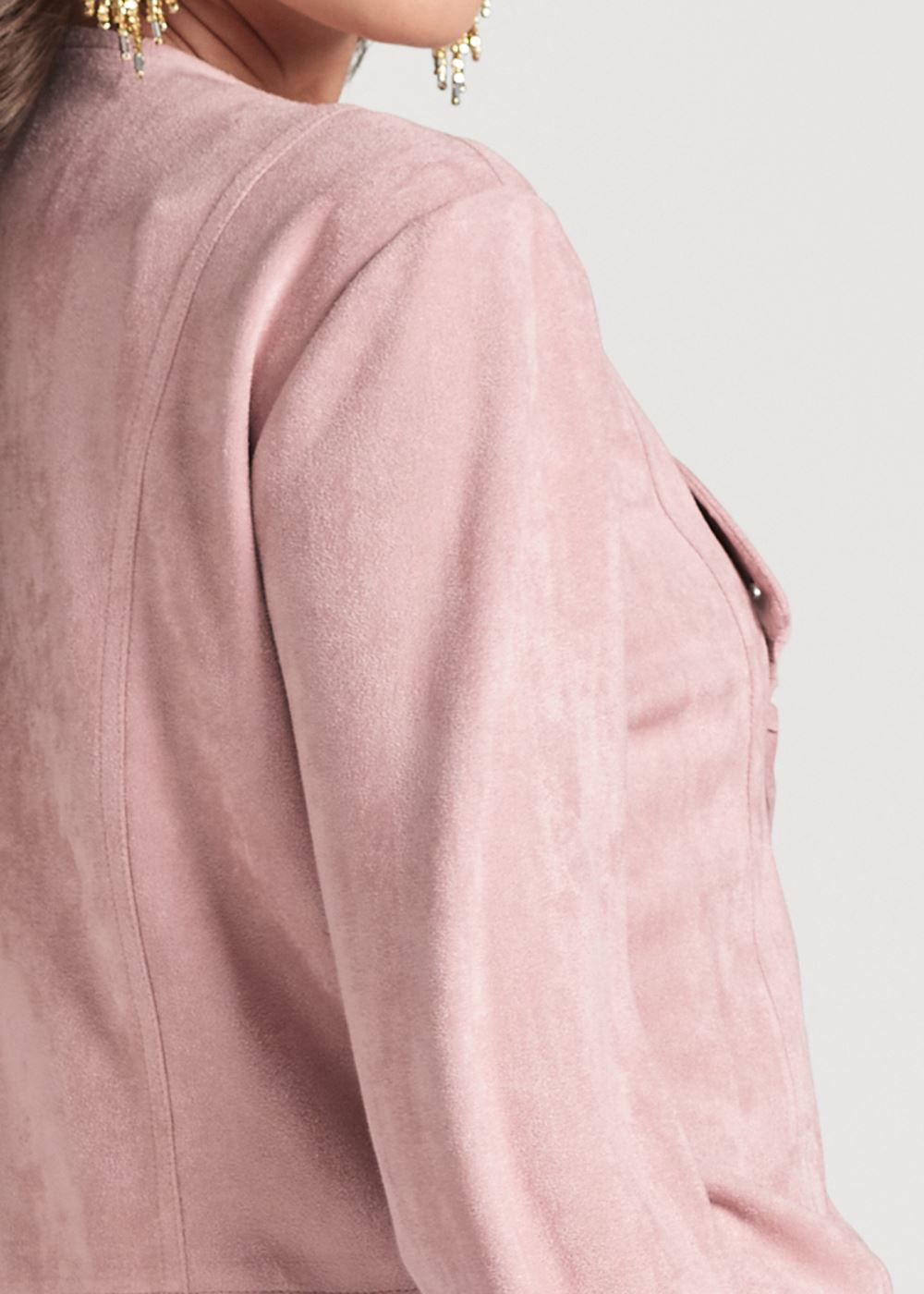 Venus Faux-Suede Waterfall Jacket in Pink