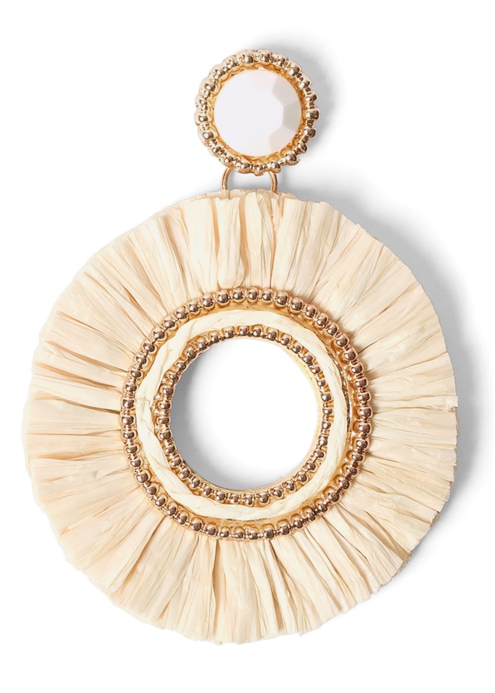 Venus Raffia Hoop Earrings in White & Gold