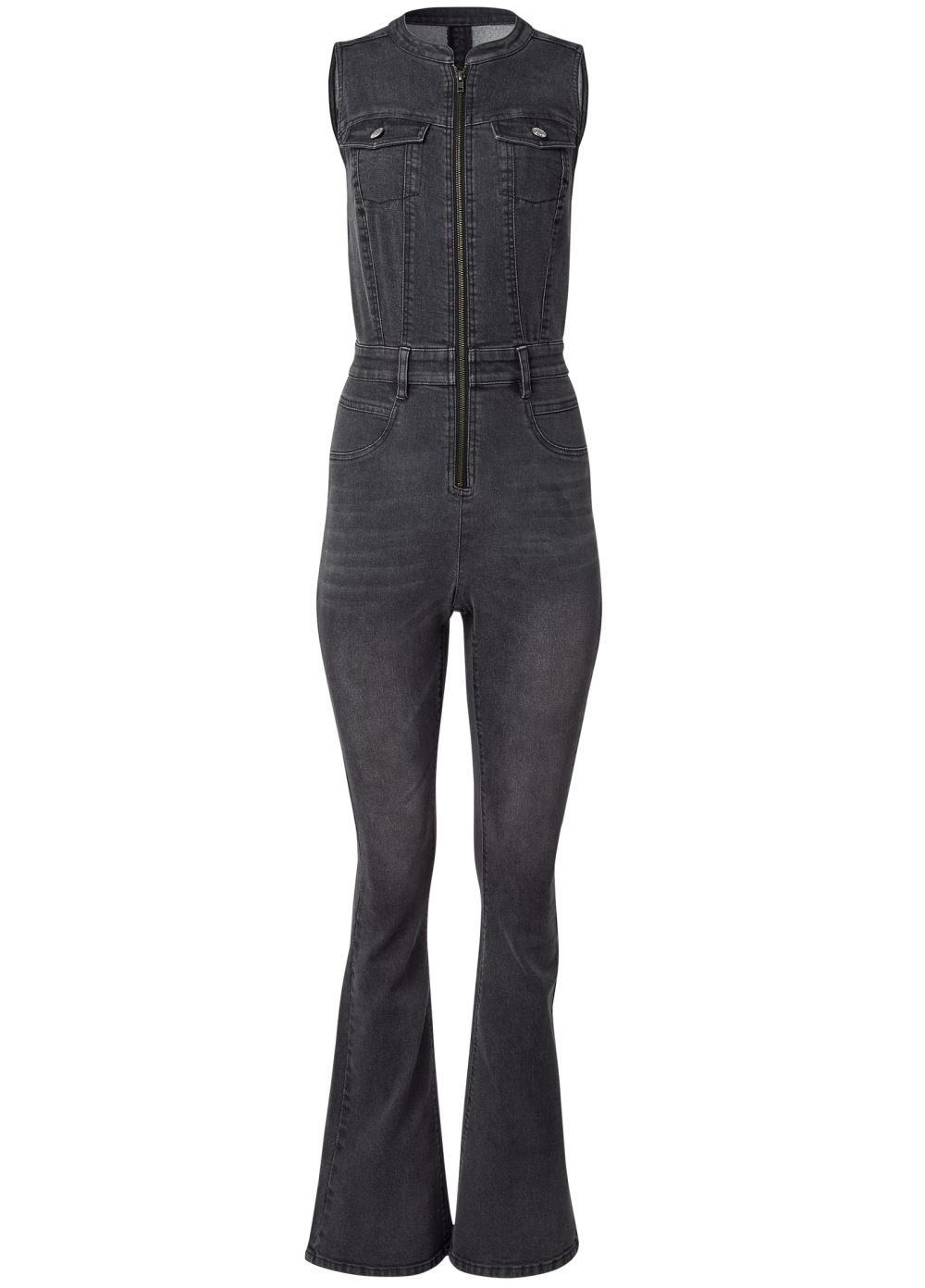 Venus Sleeveless Denim Jumpsuit in Dark Wash