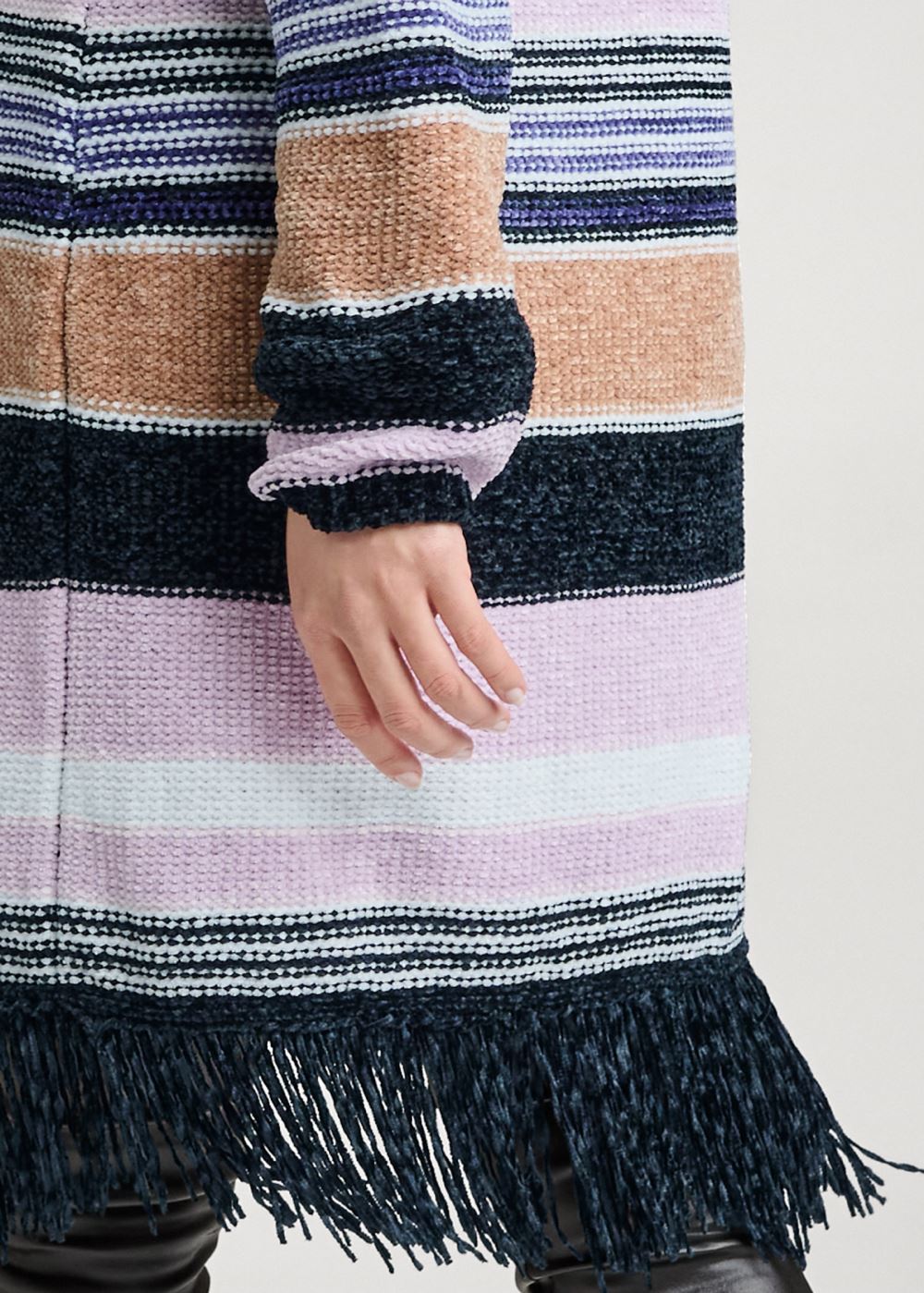 Venus VENUS | Chenille Striped Cardigan in Purple Multi
